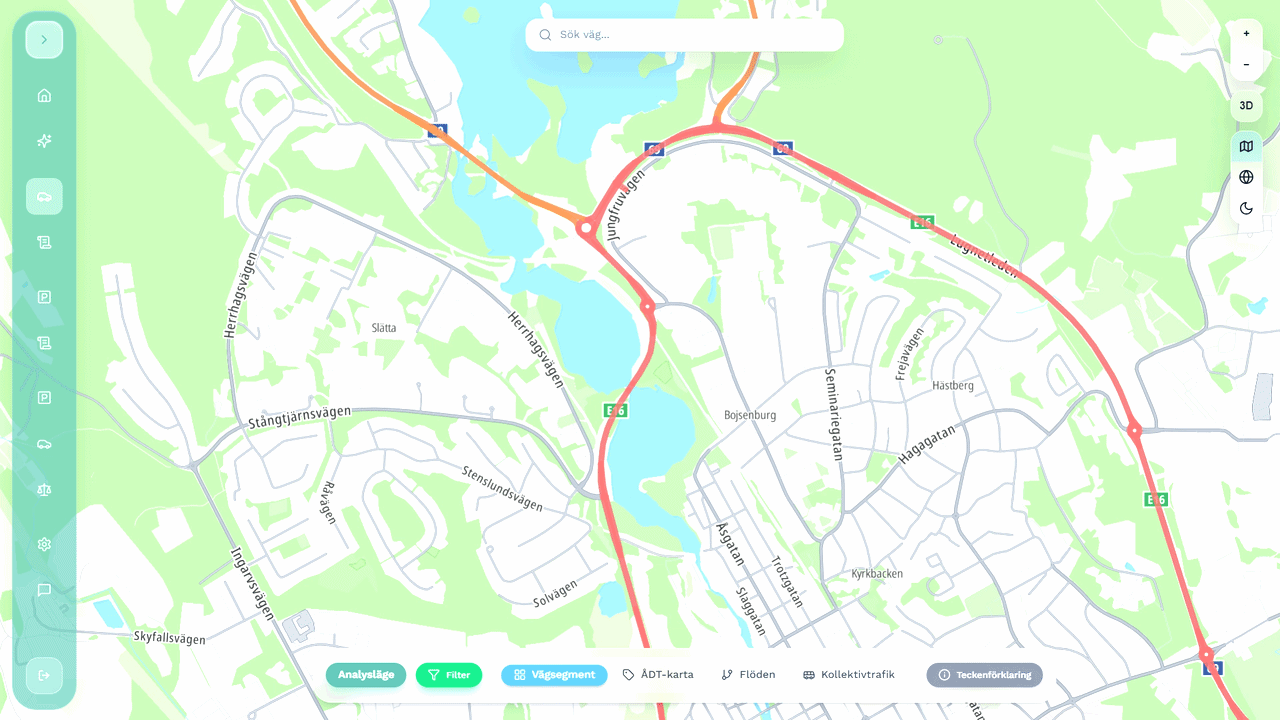 Skärminspelning av trafikanalys i Citylytics